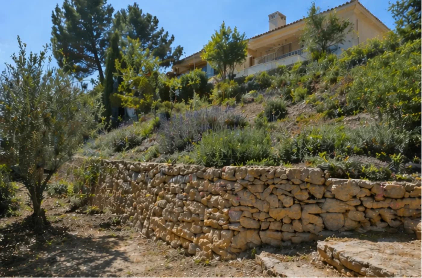Construction d'un mur en pierres sèches à Carnoux-en-Provence